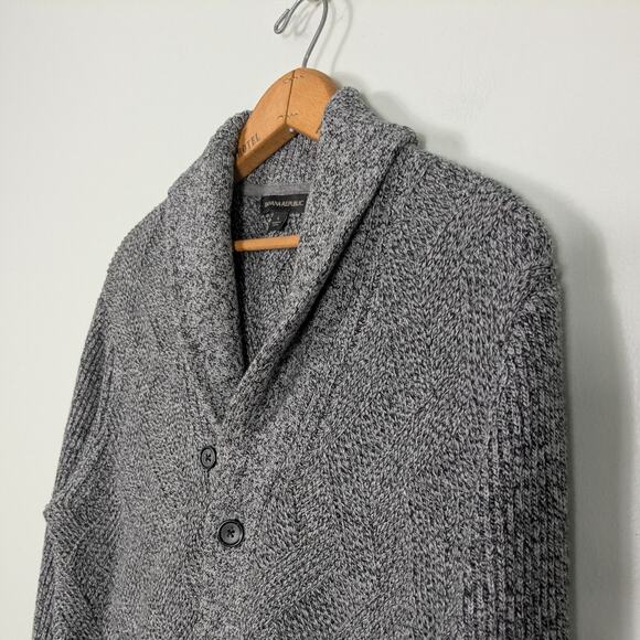 Banana Republic Cardigan Sweater L Gray Shawl Collar Cotton Academia Professor - Picture 4 of 8